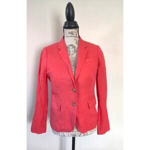 J Crew Schoolboy Structured Blazer SZ 2 Coral Fully Lined Spring Preppy Academic